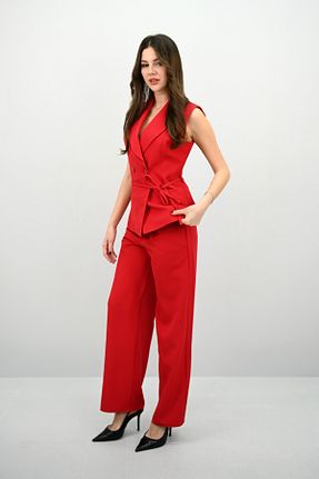 ست بالاتنه و پائین تنه زرشکی زنانه بافتنی Koza Butik - کد 906466277