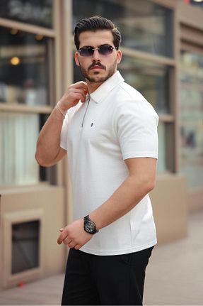 پولوشرت سفید مردانه پنبه پلی استر Miron - کد 903182474