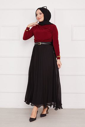 بلوز زرشکی زنانه رگولار EBRUTESETTÜR - کد 906468794