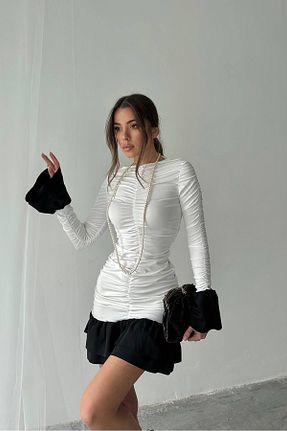 لباس سفید زنانه بافتنی Neşeli Butik - کد 906557055
