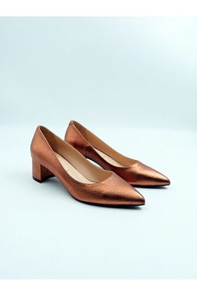 کفش پاشنه بلند کلاسیک قهوه ای زنانه چرم Tenau - کد 906521900
