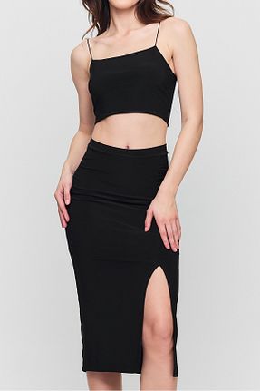 ست بالاتنه و پائین تنه مشکی زنانه بافت Ceylen - کد 882086748