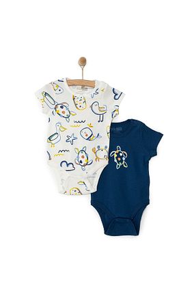 بادی و سرهمی نوزادی سرمه ای بچه گانه %100 پنبه ebebek Hello Baby - کد 917241743