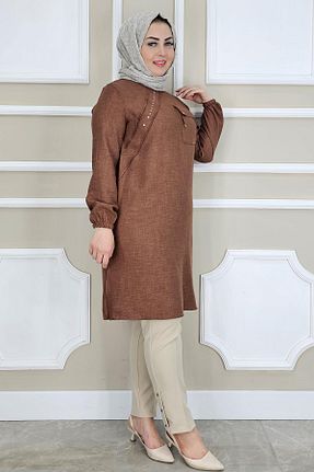 تونیک حجاب قهوه ای بافتنی MYSTİL - کد 917209989