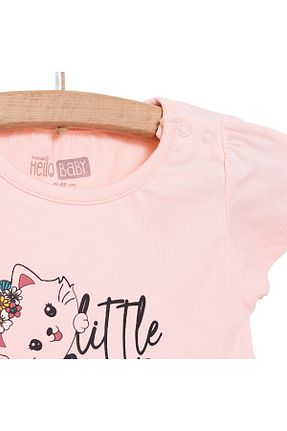تیشرت صورتی بچه گانه یقه دوچرخه ebebek Hello Baby - کد 919985890
