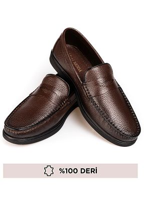 کفش کلاسیک قهوه ای مردانه چرم خالص depderi - کد 917243899