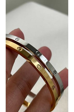 دستبند استیل (فولاد) طلائی زنانه استیل (فولاد) trioco - کد 906310979