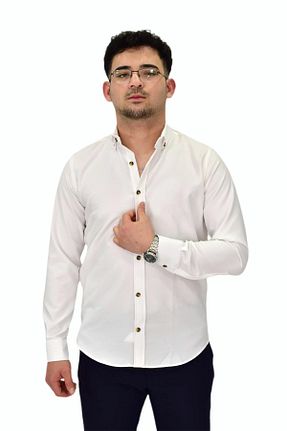 پیراهن سفید مردانه اسلیم فیت hodbehod - کد 917332847
