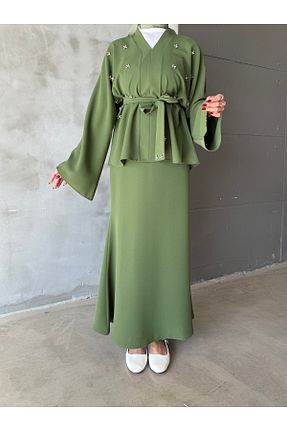 ست بالاتنه و پائین تنه حجاب خاکی زنانه رگولار hacer ayaydın - کد 917310522