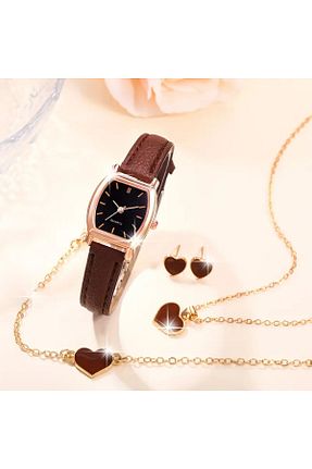 ست ساعت مچی قهوه ای زنانه فلزی M SMİLE - کد 917355054
