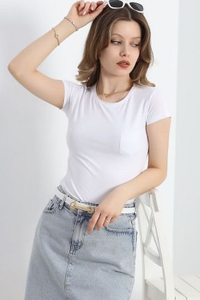 بادی سفید زنانه یقه دوچرخه PERA BUTİK ÖZLEM YILMAZ - کد 917358529