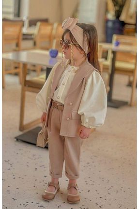 ست بالاتنه و پائین تنه قهوه ای بچه گانه بافتنی Eybabykids - کد 920522434