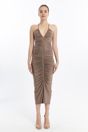 لباس قهوه ای زنانه بافتنی Maison La Femme - کد 902999869