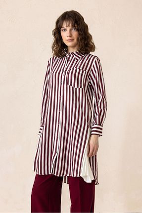 تونیک حجاب زرشکی زنانه پنبه پلی استر Olcay - کد 917360472