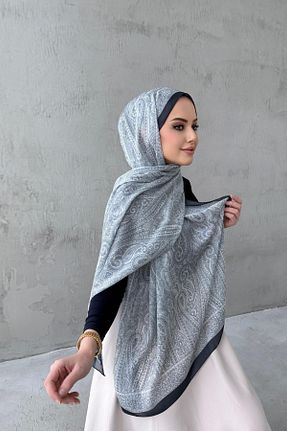 شال سرمه ای زنانه ابریشم Byedauzunlar - کد 917367473
