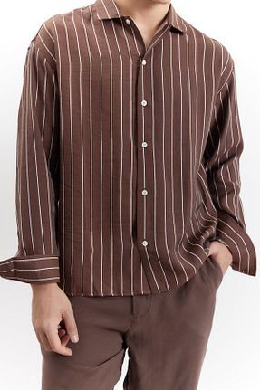 پیراهن قهوه ای مردانه اورسایز NGR - کد 917385842