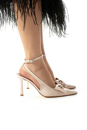 کفش پاشنه بلند کلاسیک بژ زنانه چرم لاکی Gökçe Shoes - کد 917396149