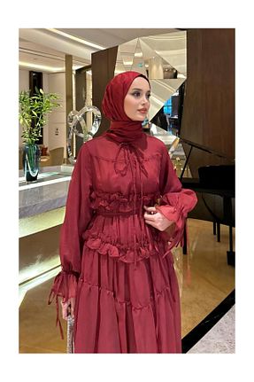 لباس زرشکی زنانه بافتنی FUSHYA - کد 920530018