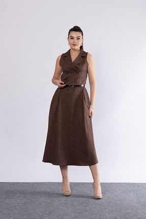 ست بالاتنه و پائین تنه قهوه ای زنانه بافتنی MissVina - کد 917403559