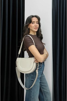 کیف دوشی بژ زنانه چرم مصنوعی BAGS - کد 917429973