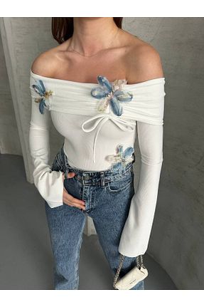 بلوز سفید زنانه گلدار Keshka - کد 906444181