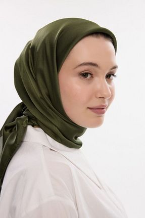 روسری خاکی ساتن cs camellia scarf - کد 917437164