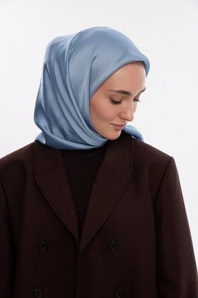روسری آبی ساتن cs camellia scarf - کد 917437088