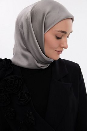 روسری طوسی ساتن cs camellia scarf - کد 917437157