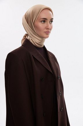 روسری قهوه ای ساتن cs camellia scarf - کد 917437077