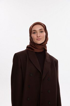 روسری قهوه ای ساتن cs camellia scarf - کد 917437161