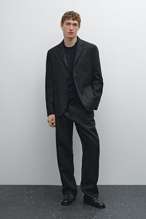 کت بلیزر مشکی مردانه کتان Massimo Dutti - کد 917436770