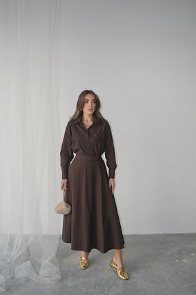 دامن قهوه ای زنانه بافتنی Swass - کد 917452166