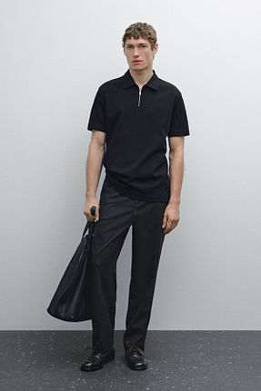 پولوشرت آبی مردانه پنبه ای Massimo Dutti - کد 917451675