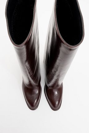 چکمه زرشکی زنانه چرم مصنوعی luvishoes - کد 897755417