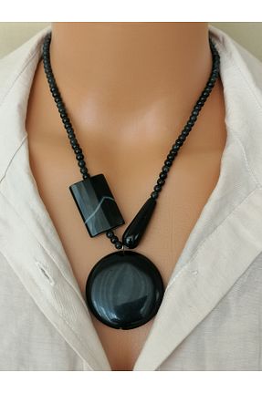 گردنبند جواهر مشکی زنانه سنگ طبیعی LemaStone - کد 917479753