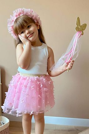 دامن صورتی بچه گانه پلی استر Le Mabelle - کد 800715173