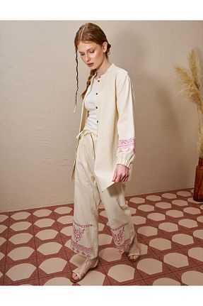 ست بالاتنه و پائین تنه حجاب بژ زنانه رگولار KYR - کد 917490238