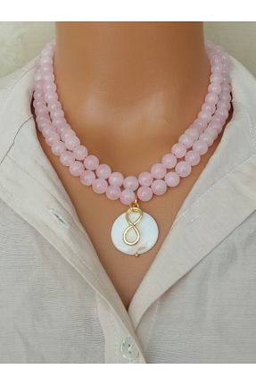 گردنبند جواهر صورتی زنانه سنگ طبیعی LemaStone - کد 917572861