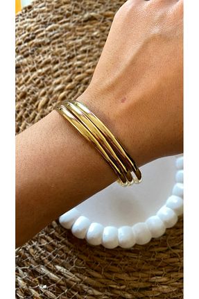 دستبند استیل (فولاد) طلائی زنانه استیل (فولاد) Aura - کد 917551823