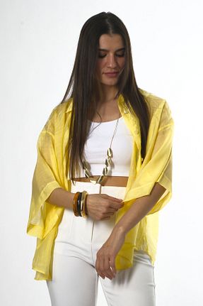 پیراهن زرد زنانه اورسایز ABBRA - کد 917545416