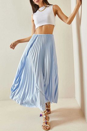 دامن آبی زنانه ساتن Stil Sepeti - کد 917536733