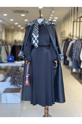 دامن مشکی زنانه طرح دار Zühre - کد 917550538