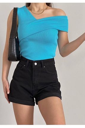 بلوز فیروزه ای زنانه ساده lovebox - کد 917578224