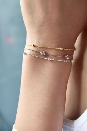 دستبند نقره طلائی زنانه 925 عیار Papatya Silver - کد 150139265