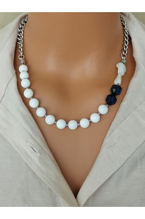 گردنبند جواهر آبی زنانه استیل ضد زنگ LemaStone - کد 917579976
