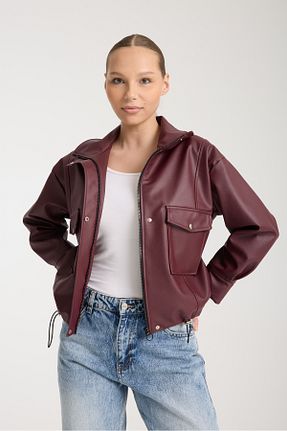 کت زرشکی زنانه گشاد İLKCET MODA - کد 906250627