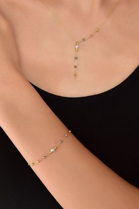 ست نقره طلائی زنانه مروارید Papatya Silver - کد 284699842