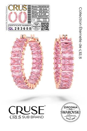گوشواره نقره صورتی زنانه 925 عیار Cruse - کد 897006478