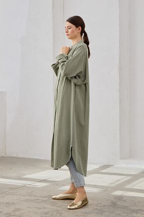 پیراهن حجاب سبز زنانه اورسایز QANU - کد 917653270