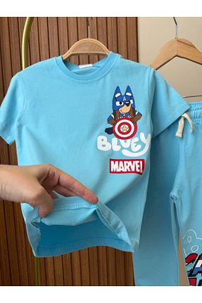 ست کرمکن اسپرت آبی بچه گانه %100 پنبه KidsSel - کد 920622234